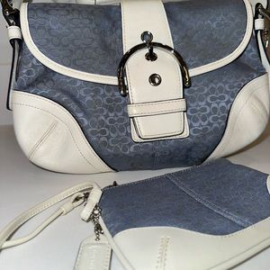 Coach | Bags | Coach Soho Signature Blue Jacquard White Leather